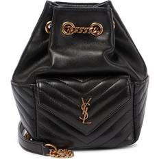 Saint Laurent Joe Mini Leather Bucket Bag Black/Bronze
