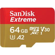 64 GB - Class 10 - microSDXC Hukommelseskort SanDisk Extreme microSDXC Class 10 UHS-I U3 V30 A2 170/80MB/s 64GB