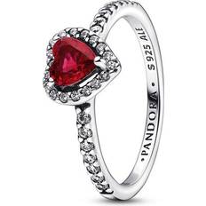 Pandora Guldbelagt Smykker Pandora Elevated Heart Ring - Silver/Red/Transparent