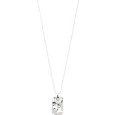 Pilgrim Happy Square Pendant Necklace - Silver