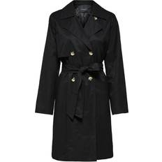 Selected 40 - Sort Overtøj Selected Double Breasted Trenchcoat