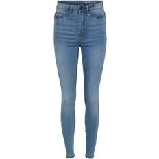 Blå - Dame - Viskose Jeans Noisy May Callie High Waist Skinny Fit Jeans - Light Blue Denim