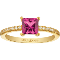 Sif Jakobs Ringe Sif Jakobs Ellera Quadrato Ring - Gold/Pink/Transparent