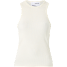 Selected Dame Overdele Selected Anna Ribbed Tank Top - Snow White