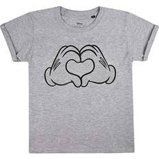 Disney Grå Børnetøj Disney Girl's Love Hands Mickey Mouse T-Shirt Grey/Grey Marl