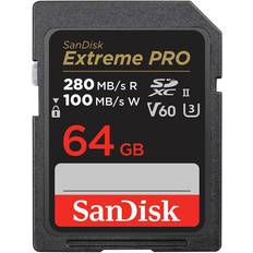 SanDisk 64 GB - Class 10 - SDXC Hukommelseskort SanDisk Extreme PRO V60 UHS-II 280/100MBs 64GB