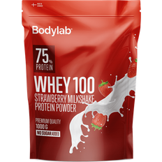 Bodylab Valleproteiner Proteinpulver Bodylab Whey 100 Strawberry Milkshake 1kg 1 stk
