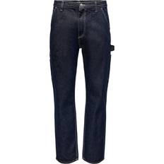 Only & Sons 44 - Dame Bukser & Shorts Only & Sons Onsedge Loose Car Jeans - Blue/Dark Blue Denim