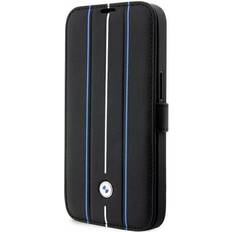 BMW Blå Covers med kortholder BMW Etui BMBKP14X22RVSK iPhone 14 Pro Max 6,7" czarny/black bookcase Leather Stamp Blue Lines, Smartphone Hülle