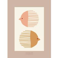Vissevasse Gul Brugskunst Vissevasse Bird And Fish Plakat