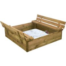 Legeplads Nordic Play Sandbox with Benches & Cover 120x120cm