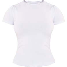 PrettyLittleThing 32 - Dame Overdele PrettyLittleThing Cotton Blend Fitted Crew Neck T-shirt - Basic White