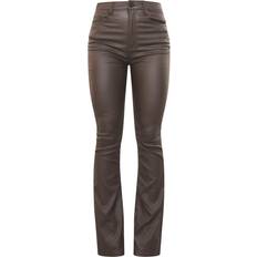PrettyLittleThing 6 Jeans PrettyLittleThing Coated Denim Flares - Chocolate