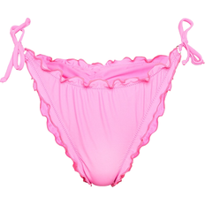 PrettyLittleThing Pink Tøj PrettyLittleThing Frill Edge Ruched Back Bikini Bottoms - Hot Pink