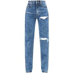 36 - Blå - Slids Bukser & Shorts PrettyLittleThing Ripped Split Hem Jeans - Light Blue Wash