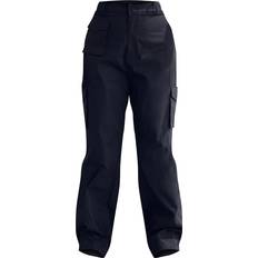 PrettyLittleThing 26 - Dame Bukser & Shorts PrettyLittleThing Pocket Front Cargo Straight Leg Trousers Plus Size - Black