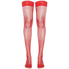 PrettyLittleThing Rød Undertøj PrettyLittleThing Lace Top Fishnet Hold Up Stockings - Red