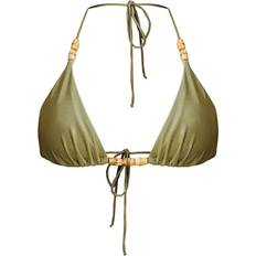 12 - 38 - Grøn Bikinitoppe PrettyLittleThing Wooden Bead Triangle Bikini Top - Olive