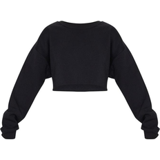 PrettyLittleThing 32 - Dame Overdele PrettyLittleThing Oversized Crop Sweatshirt - Black