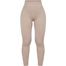 PrettyLittleThing Structured Contour Rib Cuffed Detail Leggings - Stone