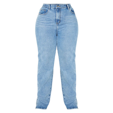 PrettyLittleThing Blå Bukser & Shorts PrettyLittleThing Split Hem Jeans Plus Size - Light Blue Wash