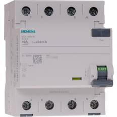 Siemens Elektronikskabe Siemens Fejlstrømsafbryder PFI 40A, 4P, 300mA, 5SV3644-6