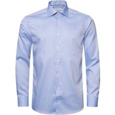 Eton Herre Tøj Eton Light Blue Diamond Twill Shirt Contemporary Fit Mand Langærmede Skjorter hos Magasin Blå