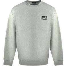 Roberto Cavalli Sweatere Roberto Cavalli Class Print Logo Grey Jumper