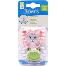 Dr. Brown's Pink Sutter Dr. Brown's Prevent Soothers, Animal Faces, 0-6 Months Assorted Pink