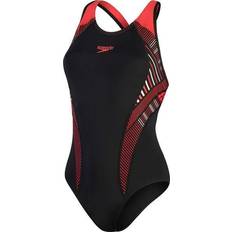 Speedo Sort Tøj Speedo Women's Placement Laneback Swimsuit - Black/Red