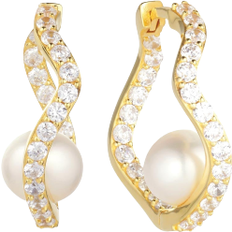 Sif Jakobs Hoop-øreringe - Perler - Sølv Sif Jakobs Ponza Earrings - Gold/Transparent/Pearls