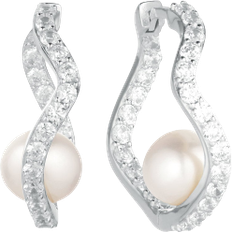 Sif Jakobs Hoop-øreringe - Perler - Sølv Sif Jakobs Ponza Earrings - Silver/Transparent/Pearls
