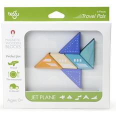 Tegu Legetøj Tegu 6 Piece Travel Pal Magnetic Wooden Block Set, Jet Plane
