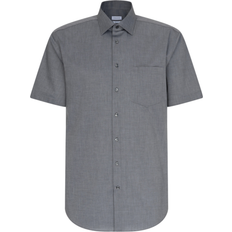 56 - Herre Skjorter Seidensticker Non-iron Fil a Fil Short Sleeve Business Shirt - Grey