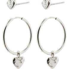 Pilgrim Jayla Heart Earrings 2-in-1 Set - Silver