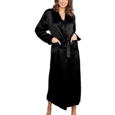 Lady Avenue Morgenkåber & Badekåber Lady Avenue Pure Silk Long Robe Black