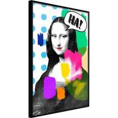 Guld - MDF Vægdekorationer Artgeist med ramme Mona Lisa's Laughter Plakat