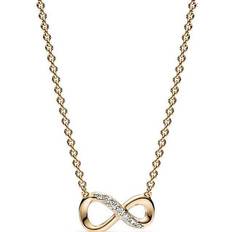 Pandora Guldbelagt Halskæder Pandora Sparkling Infinity Collier Necklace - Gold/Transparent