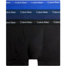Calvin Klein Sort Underbukser Calvin Klein Cotton Stretch Trunks 3-pack - Cobalt Blue/Night Blue/Black