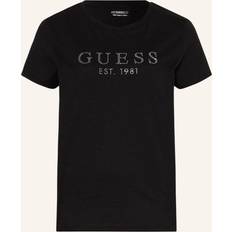 Guess Sort Tøj Guess Women's 1981 Crystal Logo Cotton T-Shirt Jet Black Jet Black