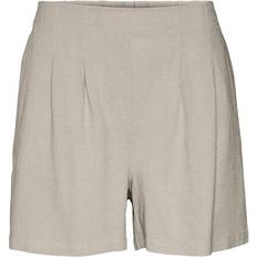 36 - Beige - Dame Shorts Vero Moda High Waist Shorts - Grey/Silver Lining
