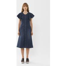 Chloé Dame Tøj Chloé Wing-sleeve dress Blue 87% Cotton, 13% Hemp