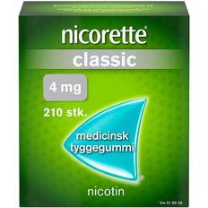 Nikotintyggegummi Håndkøbsmedicin Nicorette Classic 4mg 210 stk Tyggegummi