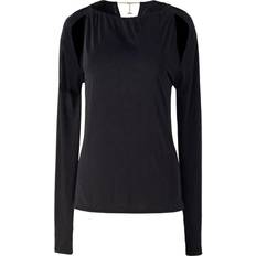 Victoria Beckham Dame Bukser & Shorts Victoria Beckham Black Cutout Long Sleeve T-Shirt Black