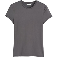 H&M 56 Tøj H&M Tight-Fitting Microfibre T-shirt - Dark Grey