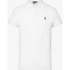 Polo Ralph Lauren Dame - Knapper Overdele Polo Ralph Lauren Mens White Logo-embroidered Cotton-blend T-shirt