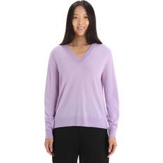 Icebreaker Overdele Icebreaker Wilcox Merino Long Sleeve V-Neck Sweater Women's Purple Gaze