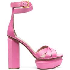 Balmain Ava satin 140mm platform sandals women Polyester/Calf Leather/Calf Leather Pink