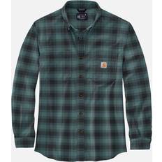 Carhartt Grøn Skjorter Carhartt Men's Mens Cotton Long Sleeve Plaid Flannel Shirt Sea Pine