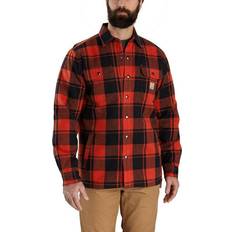 Carhartt Rød Overtøj Carhartt Men's Mens Flannel Sherpa Lined Shirt Jacket Red Ochre
